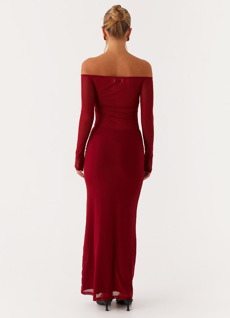 Divine Beauty Mesh Maxi Dress - Maroon