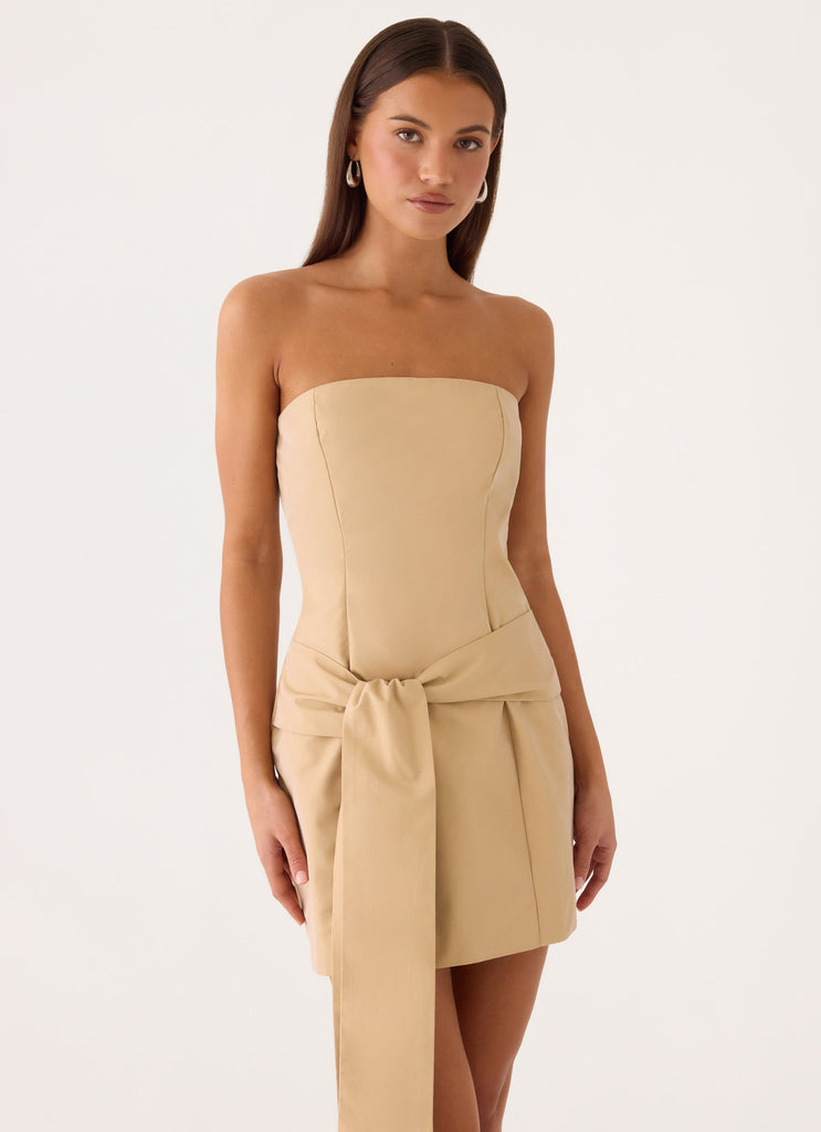 camel mini dress Women's Up A Notch Faux Suede Pleated Mini Dress in Camel