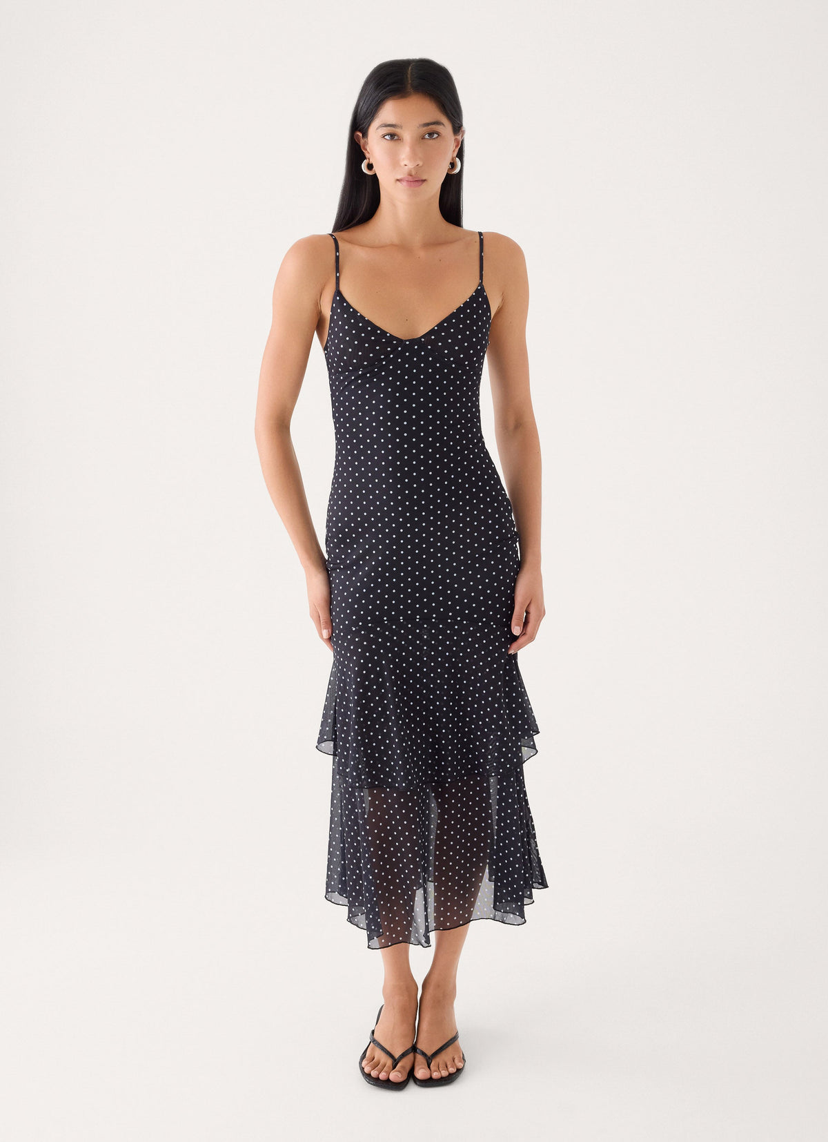 Dolores Midi Dress - Black Polka Dot