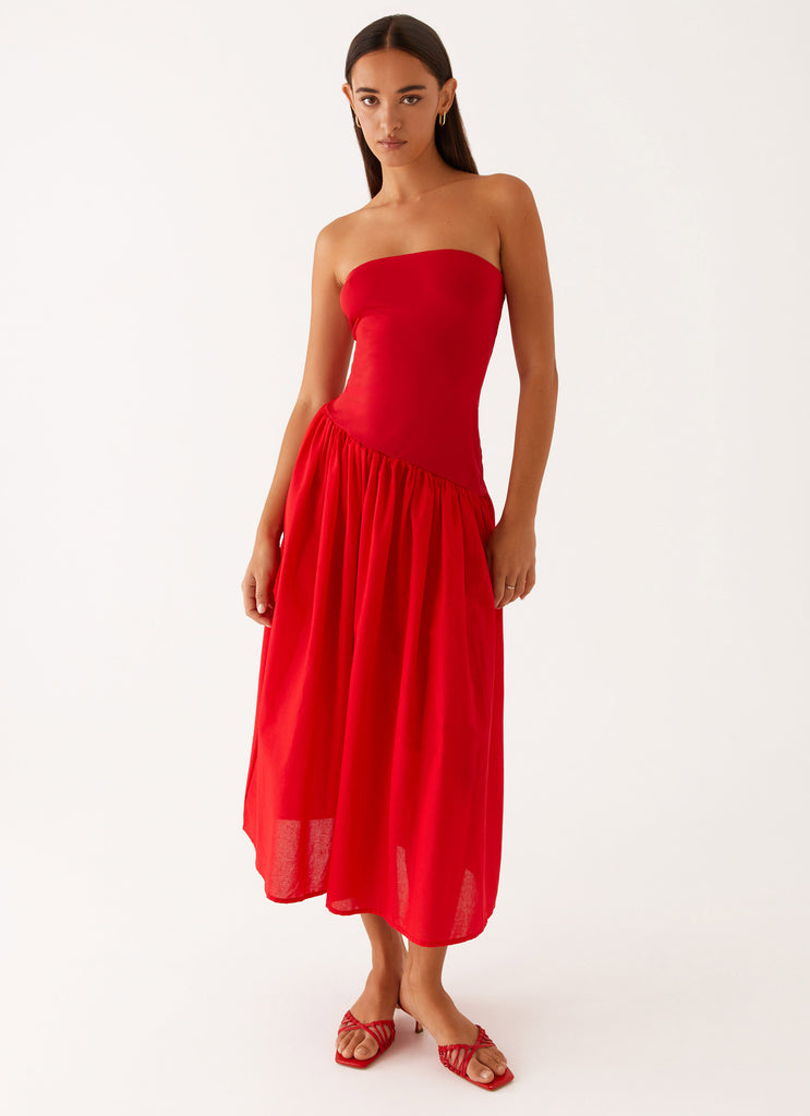 Domino Effect Midi Dress - Red