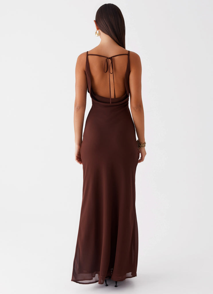 Dove High Neck Maxi Dress - Chocolate