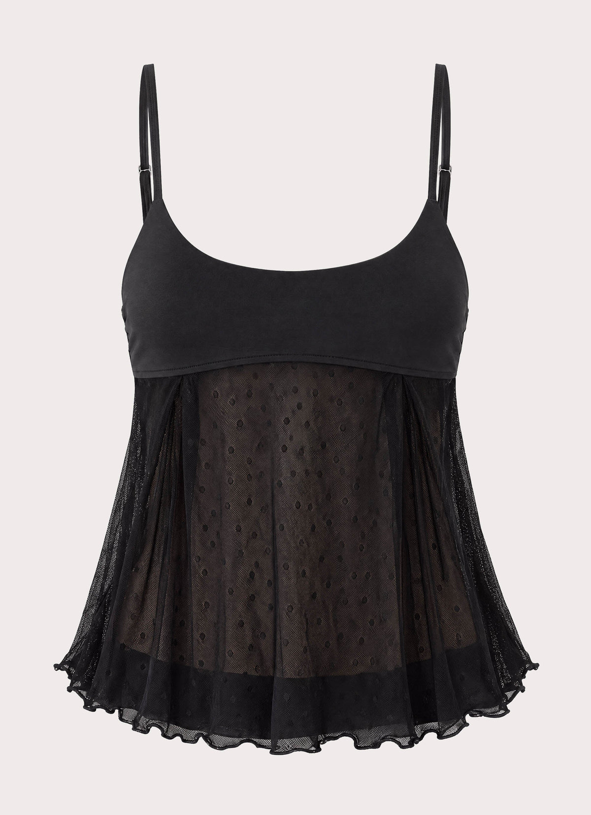Elsie Mesh Polka Dot Top - Black