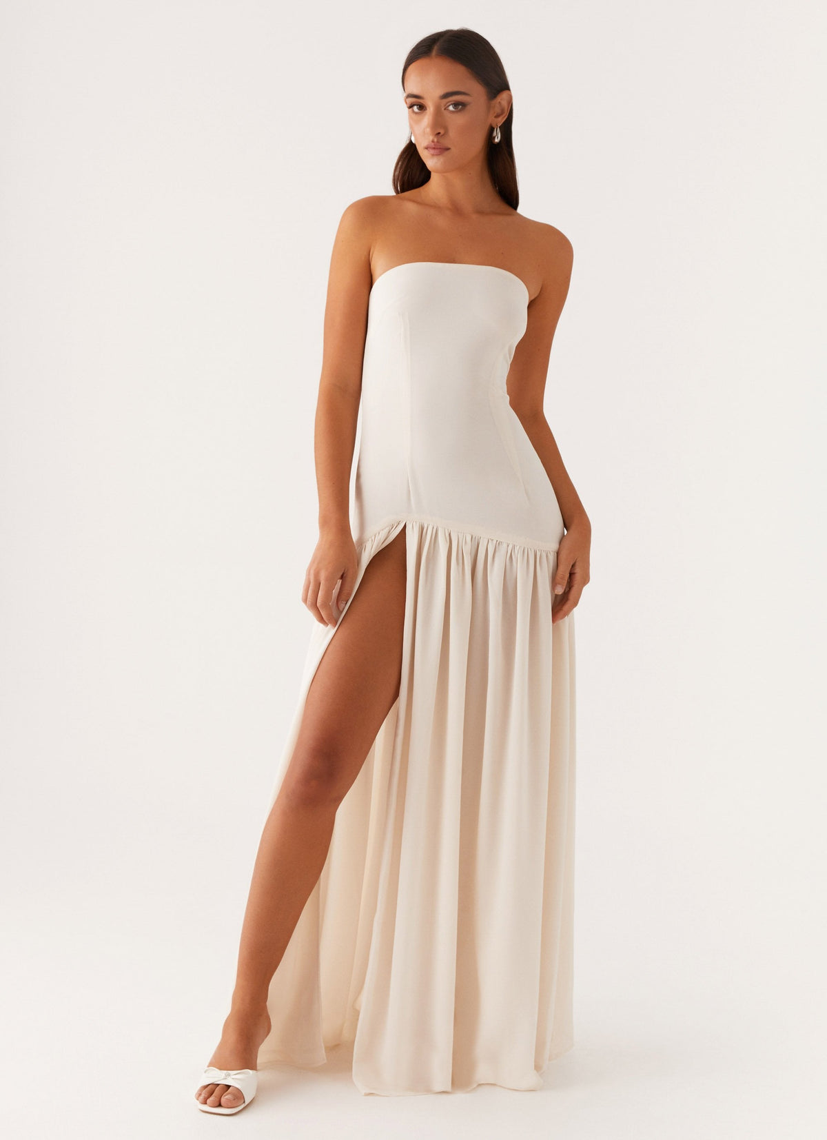 strapless maxi dress white Estella this dress is both stylish and comfortable White Sorority Dress | Sassafras