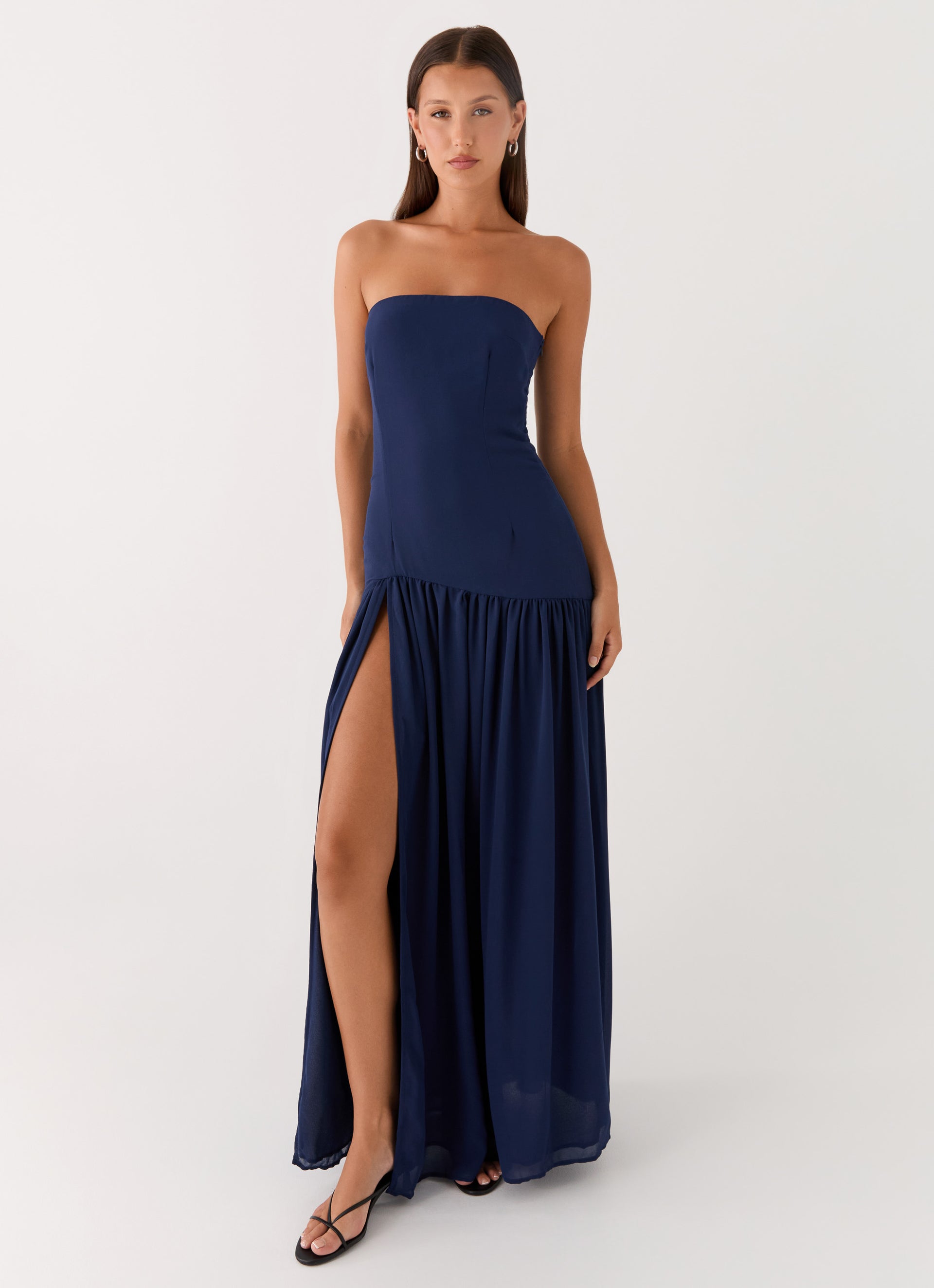 long blue strapless dress Eden Maxi - Navy 20% NYLON The luxurious elastic bright Azazie 2026 Corset Lace Color:Ivory Flora
