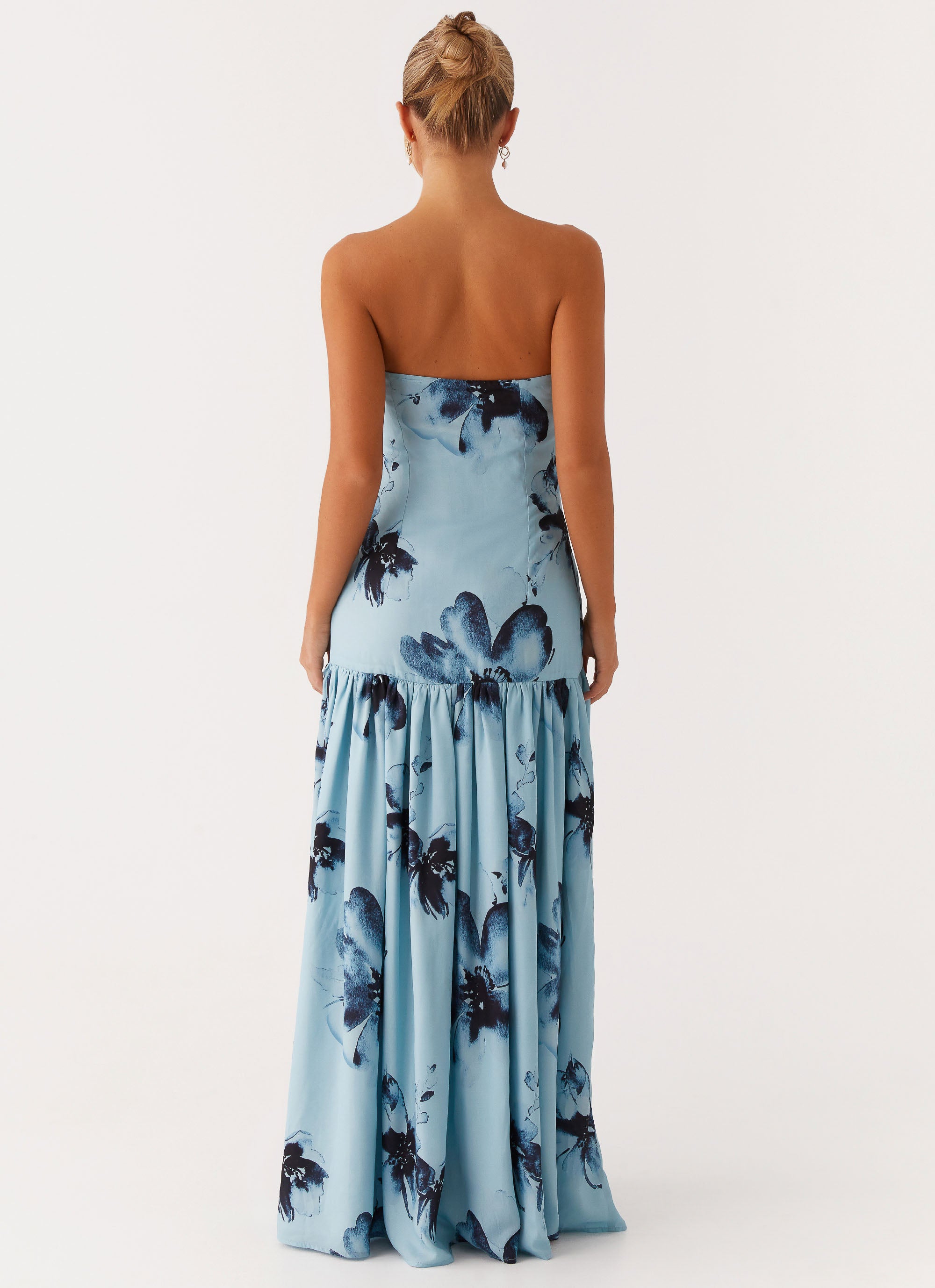 Eden Strapless Maxi Dress - Blue Black Floral Blue Black Floral / US 12 Eden Strapless Maxi Dress - Blue Black Floral Blue Black Floral / US 12