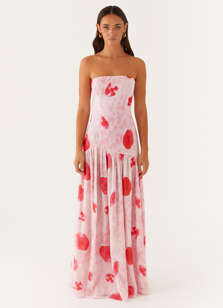 Eden Strapless Maxi Dress - Rose Leopard