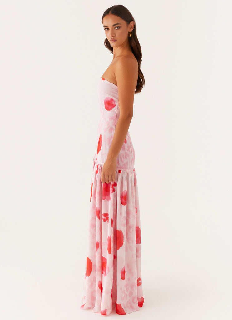 Eden Strapless Maxi Dress - Rose Leopard