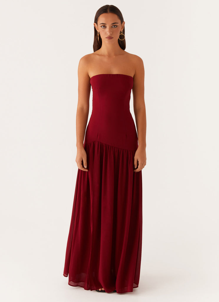 Eden Strapless Maxi Dress - Maroon