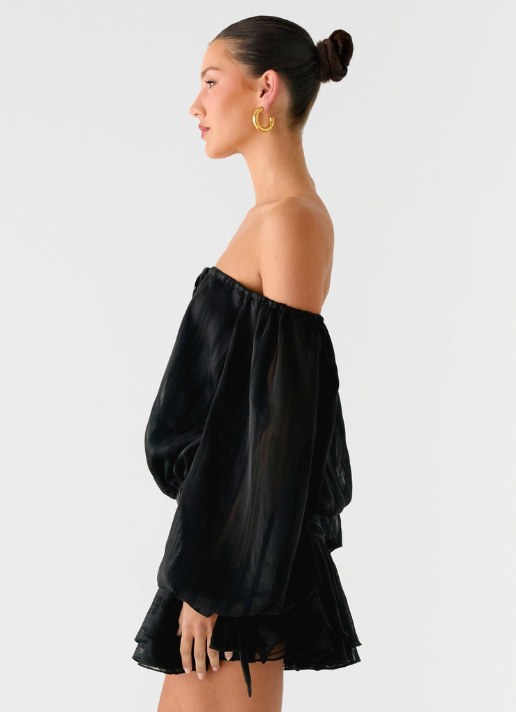 Eira Balloon Sleeve Mini Dress - Black Black / US 8 Eira Balloon Sleeve Mini Dress - Black Black / US 8