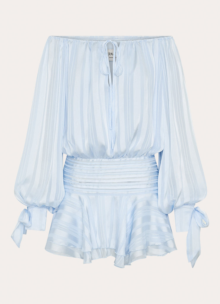 Eira Balloon Sleeve Mini Dress - Baby Blue Peppermayo US Eira Balloon Sleeve Mini Dress - Baby Blue Peppermayo US
