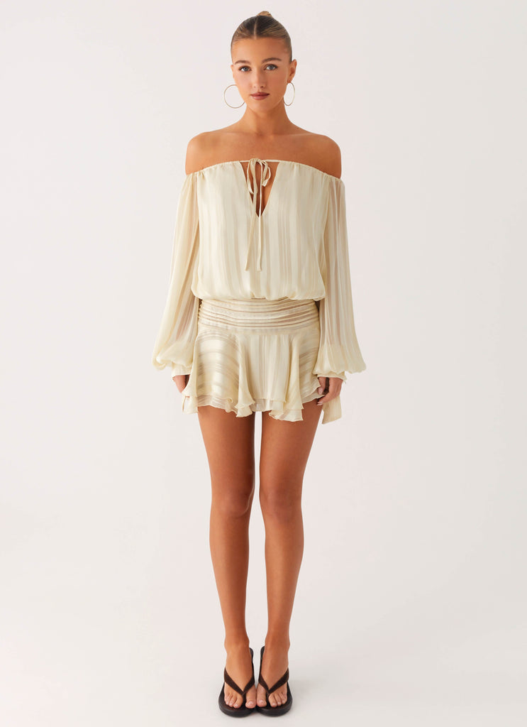 Eira Balloon Sleeve Mini Dress - Ivory Peppermayo US Eira Balloon Sleeve Mini Dress - Ivory Peppermayo US