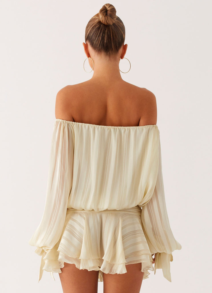 cream balloon sleeve dress Shona Joy - La Lune High Neck Balloon Sleeve Maxi Dress - Cream