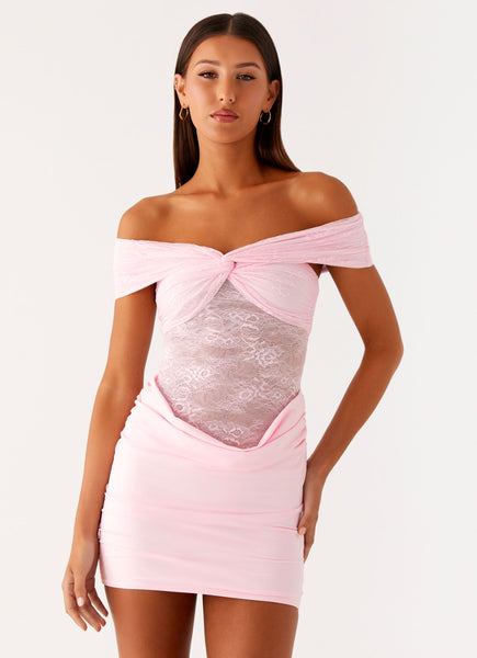 Either Way Off Shoulder Mini Dress - Baby Pink Baby Pink / US 18 Either Way Off Shoulder Mini Dress - Baby Pink Baby Pink / US 18