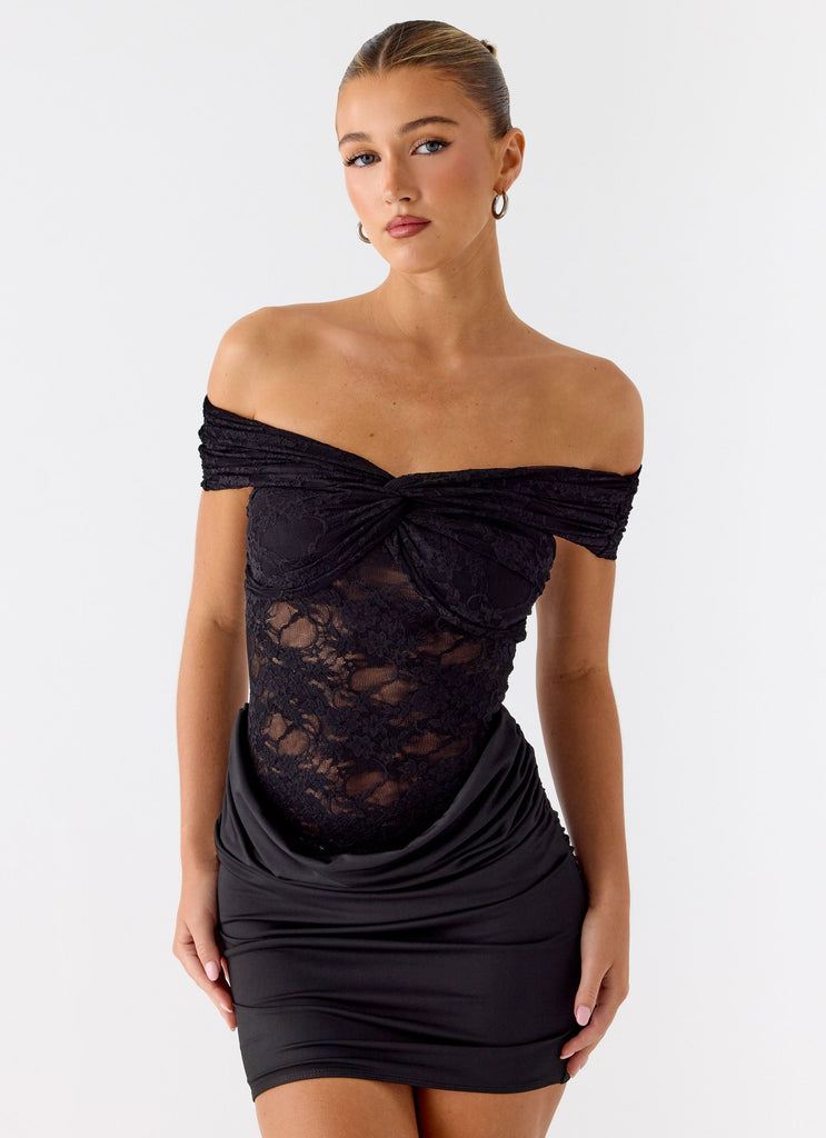 Either Way Off Shoulder Mini Dress - Black Black / US 8 Either Way Off Shoulder Mini Dress - Black Black / US 8