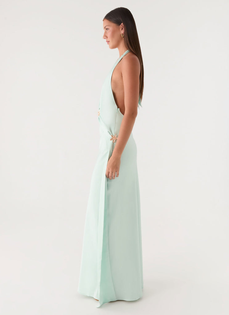 Eleni Halter Maxi Dress - Pistachio Pistachio / US 6 Eleni Halter Maxi Dress - Pistachio Pistachio / US 6