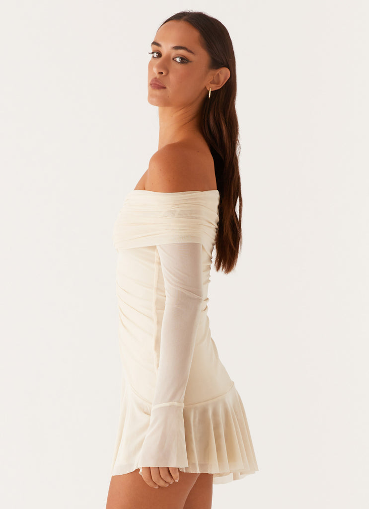 sir mariele mini dress sir the label mariele ruched mini dress Sunkiss Frill Mini Dress White / Blue