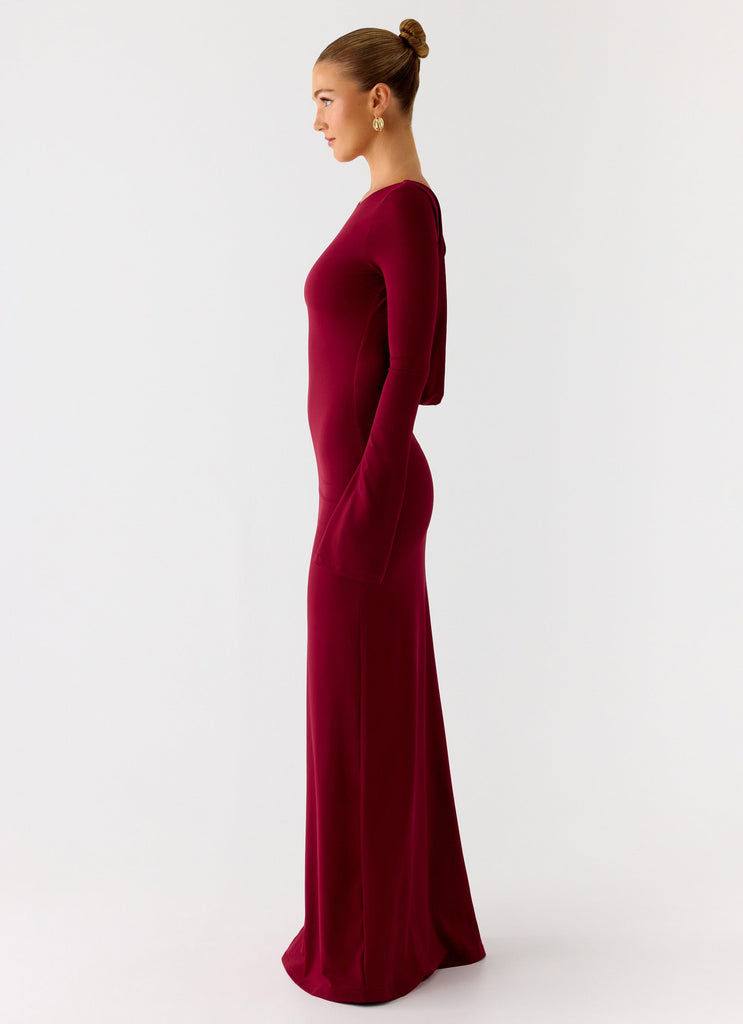 Elmont Long Sleeve Maxi Dress - Dark Cherry Peppermayo US Elmont Long Sleeve Maxi Dress - Dark Cherry Peppermayo US