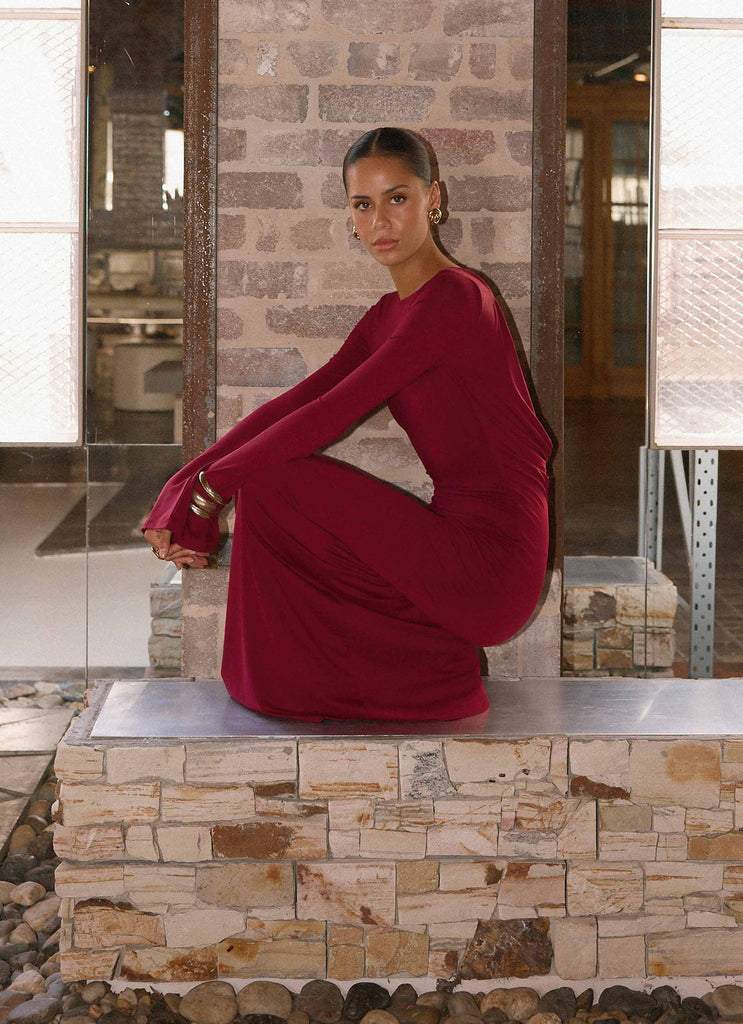 Elmont Long Sleeve Maxi Dress - Dark Cherry Dark Cherry / US 4 Elmont Long Sleeve Maxi Dress - Dark Cherry Dark Cherry / US 4