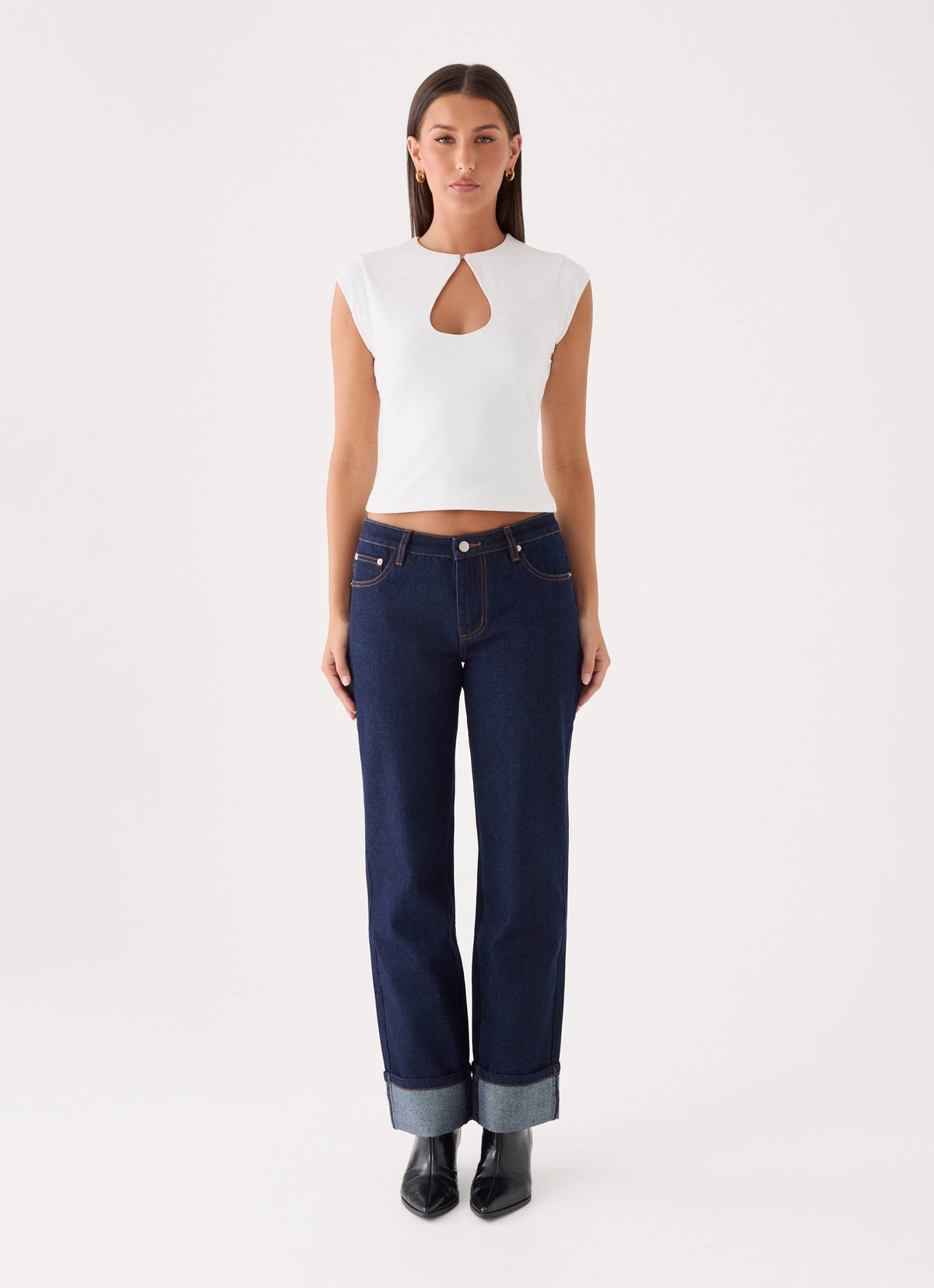 Elodie Keyhole Top - White