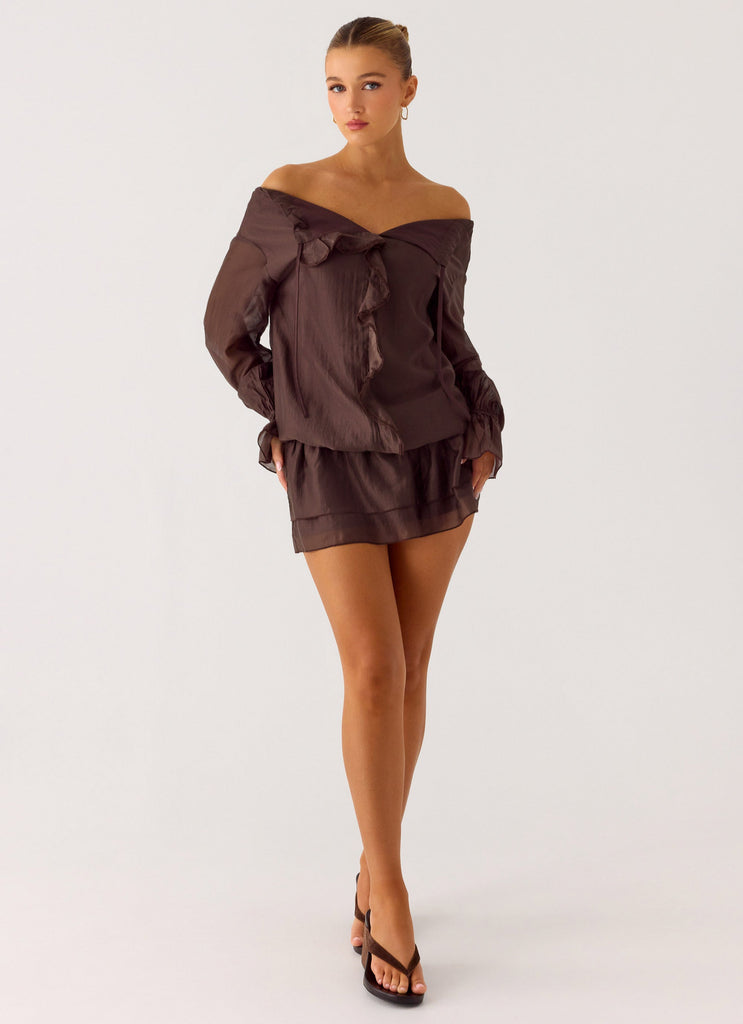 Elris Drop Waist Mini Dress - Cool Chocolate Cool Chocolate / US 6 Elris Drop Waist Mini Dress - Cool Chocolate Cool Chocolate / US 6