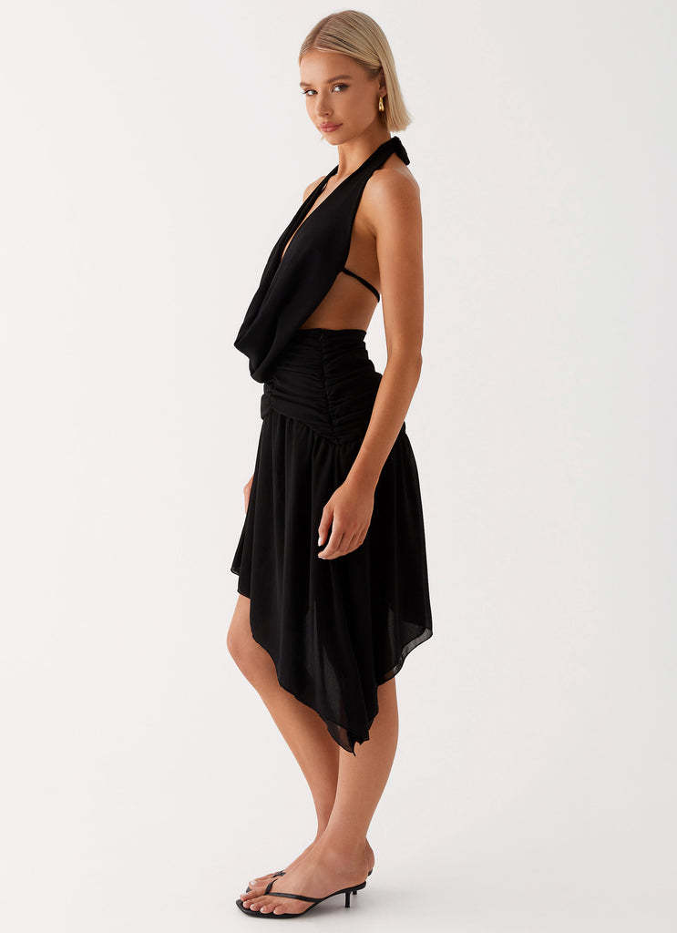 Elysia Chiffon Midi Dress - Black Peppermayo US Elysia Chiffon Midi Dress - Black Peppermayo US
