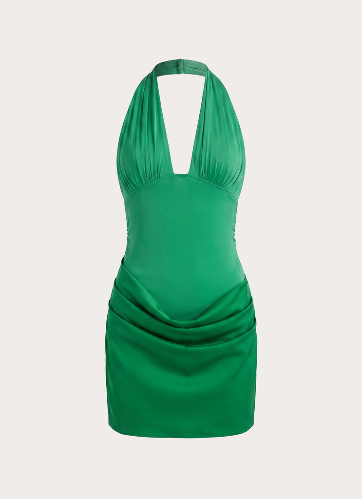 green halter top dress Maevie Halter Mini Dress Green