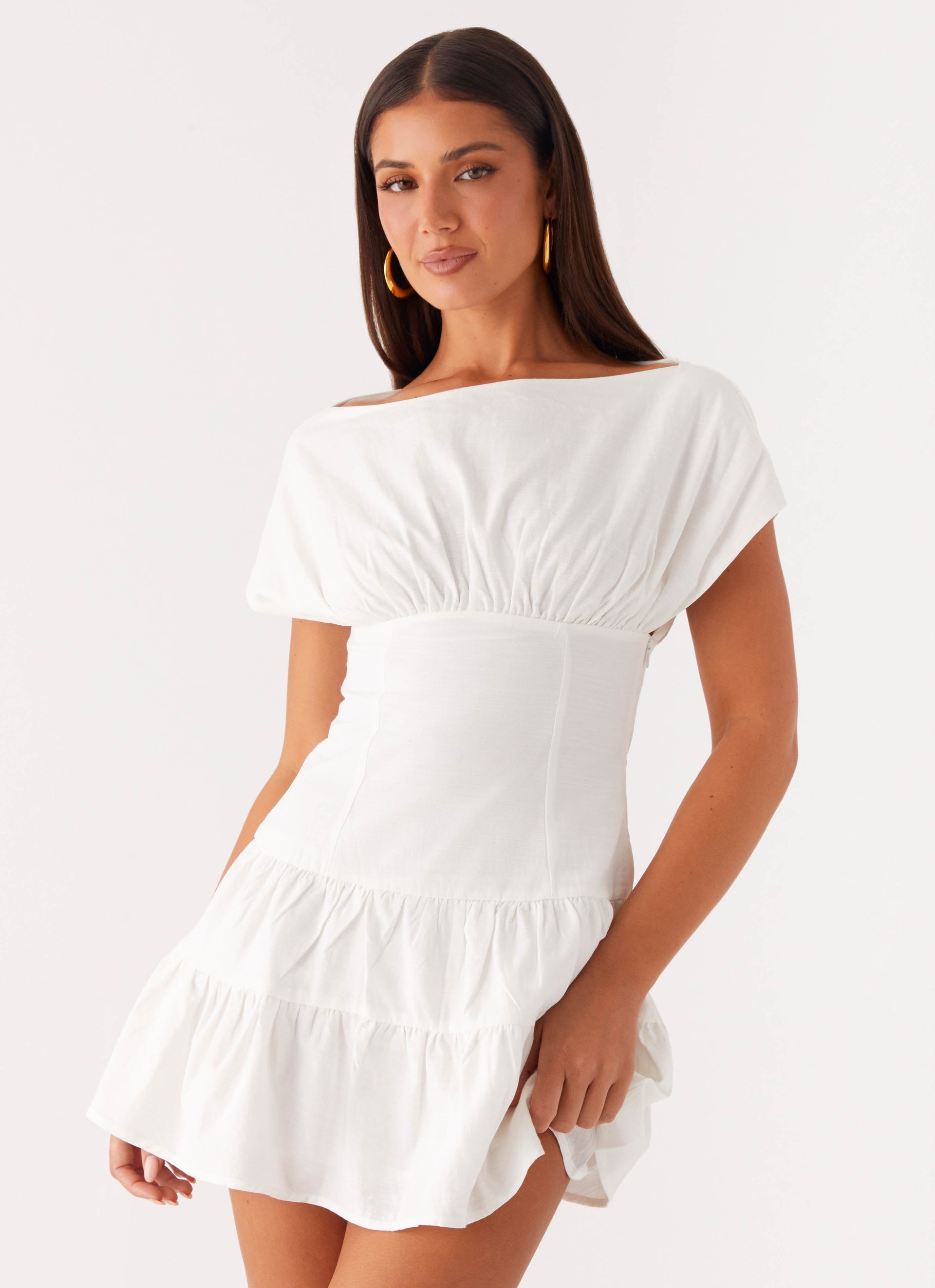 Ember Haze Boat Neck Mini Dress
