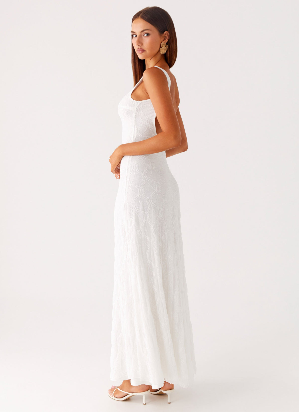 white sun dress maxi Women's 100% Cotton Sleeveless With Lining Summer Dress White / L Its lightweight ECB Exclusive: Layla Lace Maxi