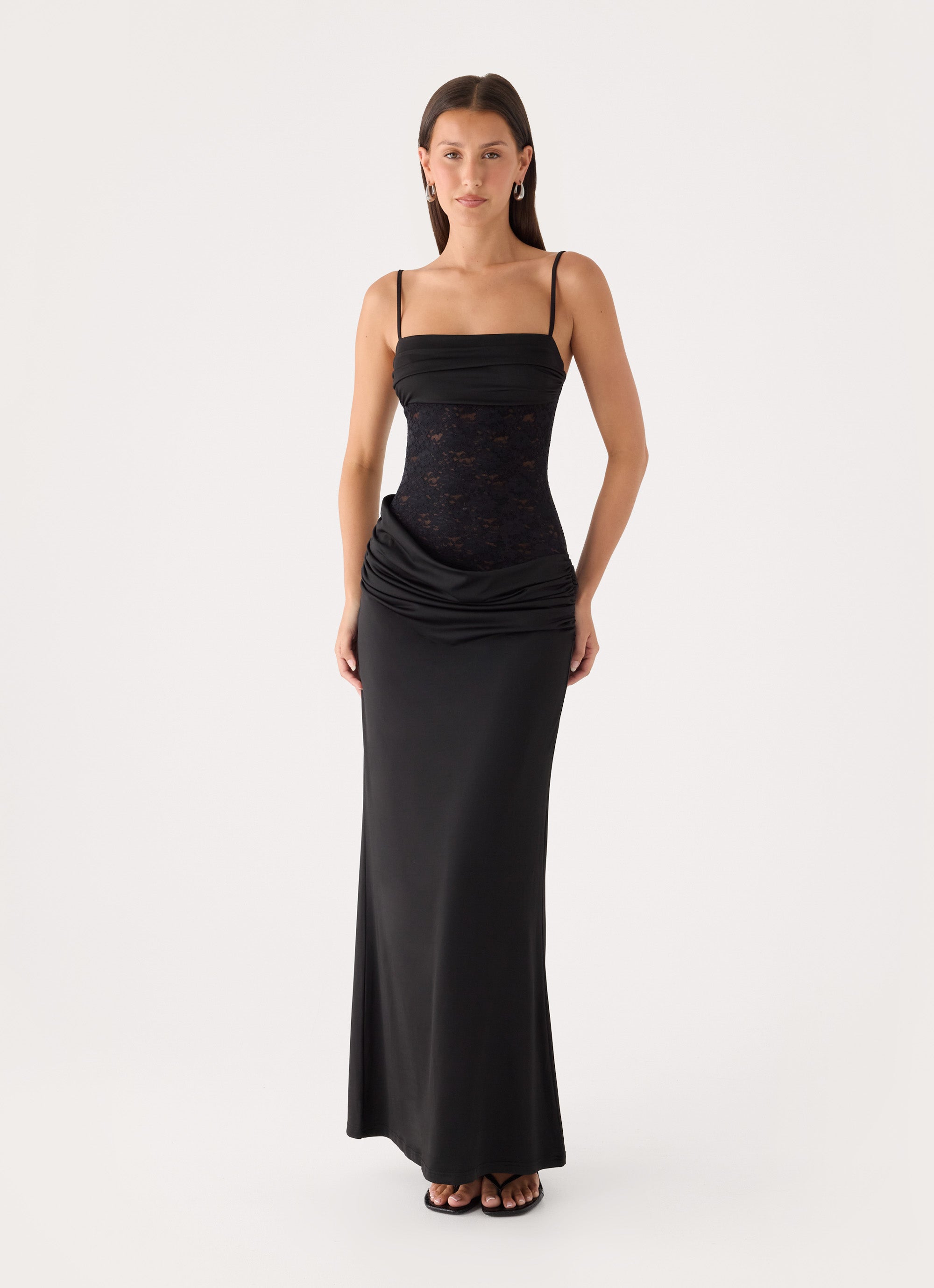 Emesy Lace Maxi Dress - Black – Peppermayo US