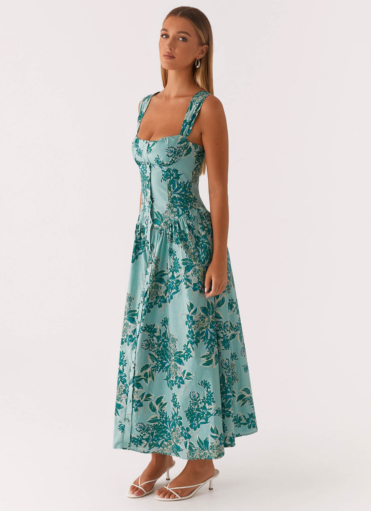 couco floral linen midi dress NEW Reformation Coucou Midi Linen Dress Hanna White Blue Floral | US 4 UK 8