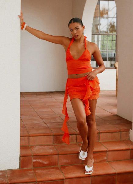 ミニスカート ETRO Women Mini Skirts WRFA013099SP4E6 X0850 Orange Etro - Leather Paisley Mini Skirt | Mitchell Stores