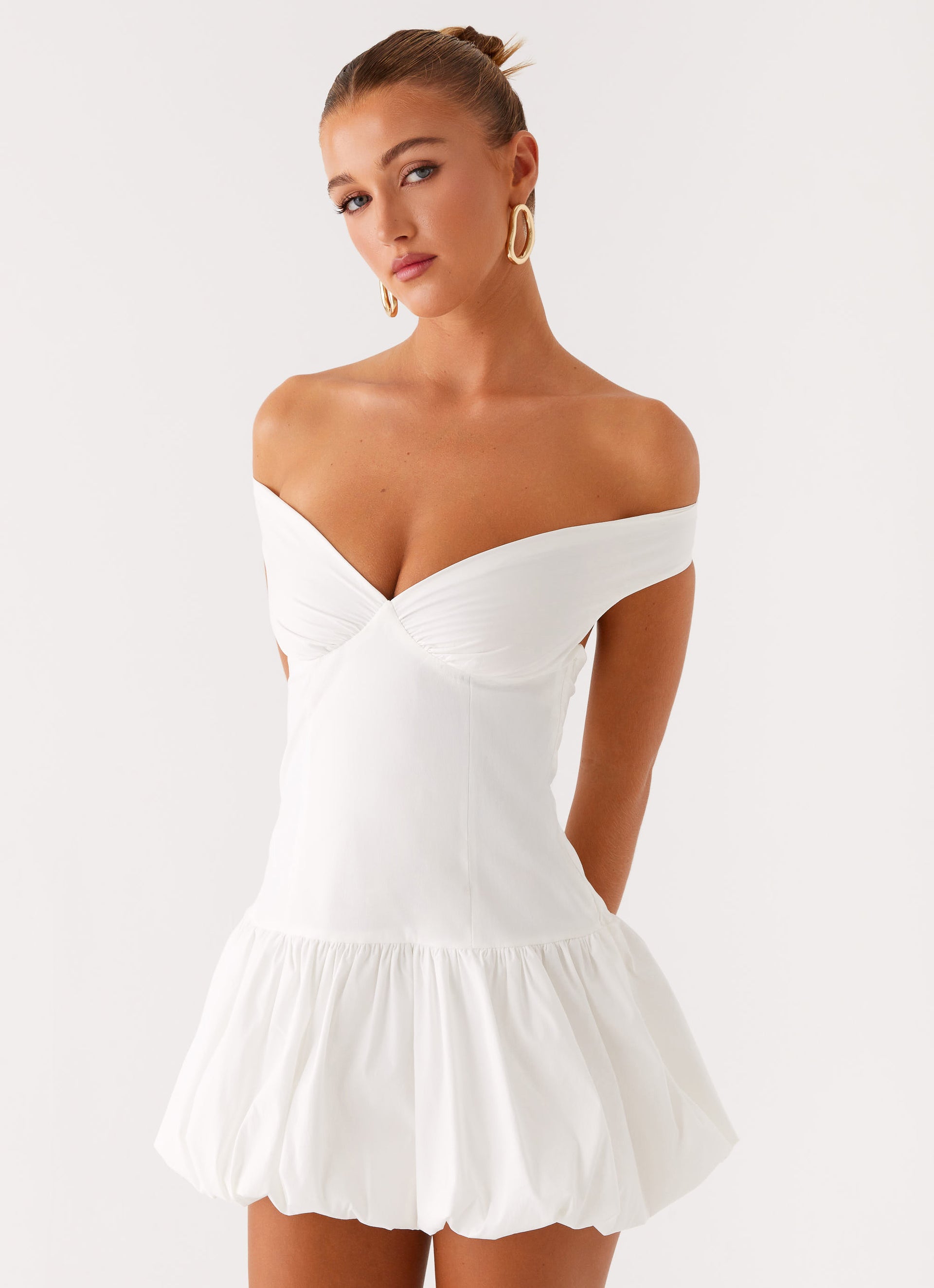 Peppermayo Dresses | Peppermayo Endless Romance Off-Shoulder Mini Dress In White | Color: White | Size: 4