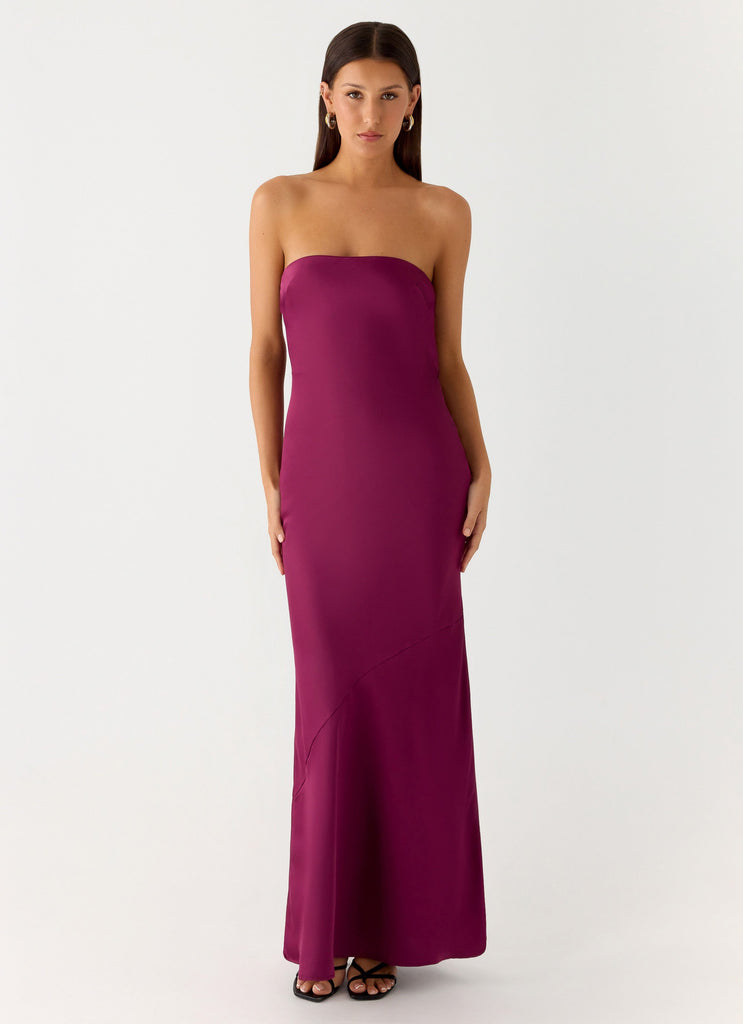 long nights maxi dress purple Coco Purple Strapless Maxi Dress - US 14