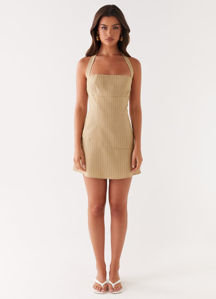 Erica Mini Dress - Beige Stripe