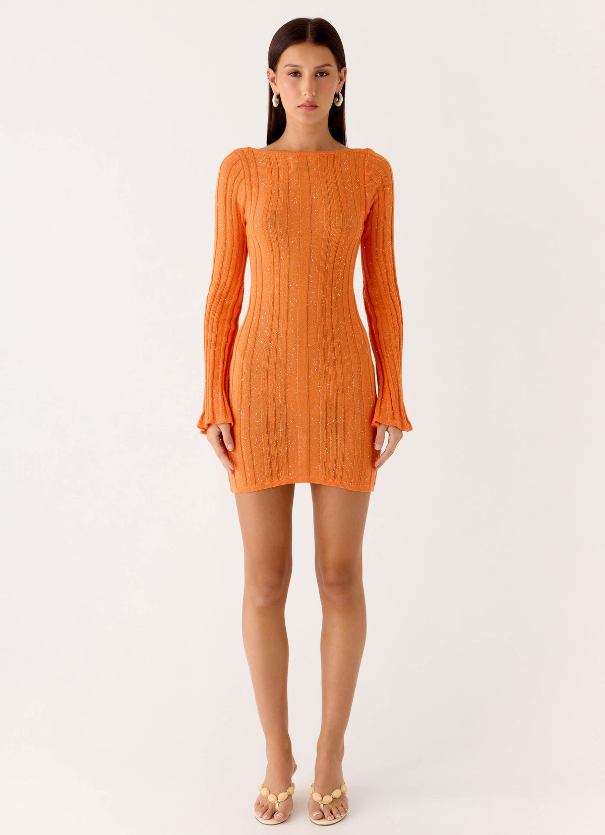 knit orange dress Allegra K Women's Sweater Mock Neck Ribbed Slim Fit Slit Midi Bodycon Dresses X-Large Burnt at Amazon Women's Clothing store Perfect for special occasions or summer parties Estrella Long Sleeve Knit Mini