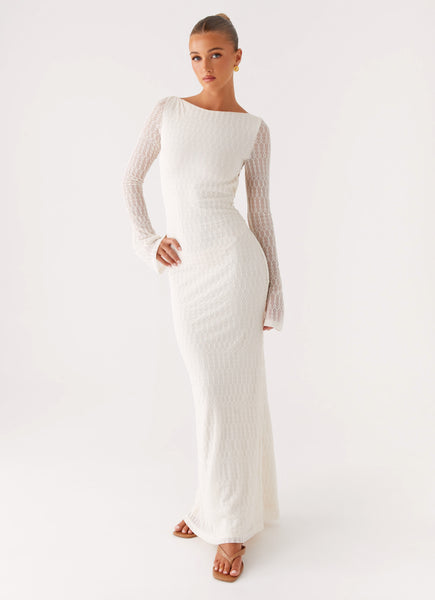 Ethereal Long Sleeve Maxi Dress - Ivory Peppermayo US Ethereal Long Sleeve Maxi Dress - Ivory Peppermayo US