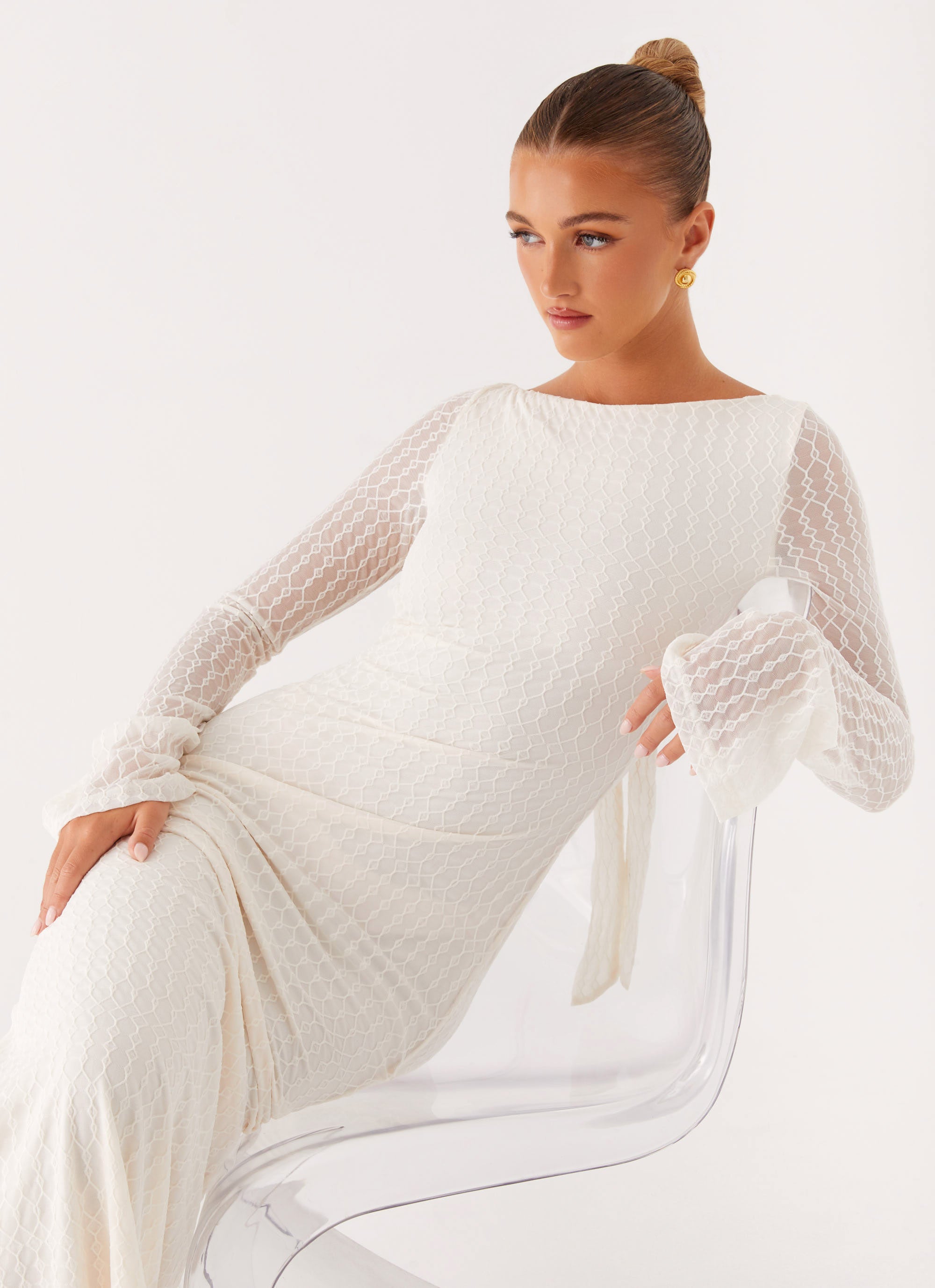 Ethereal Long Sleeve Maxi Dress - Ivory Ivory / US 12 Ethereal Long Sleeve Maxi Dress - Ivory Ivory / US 12