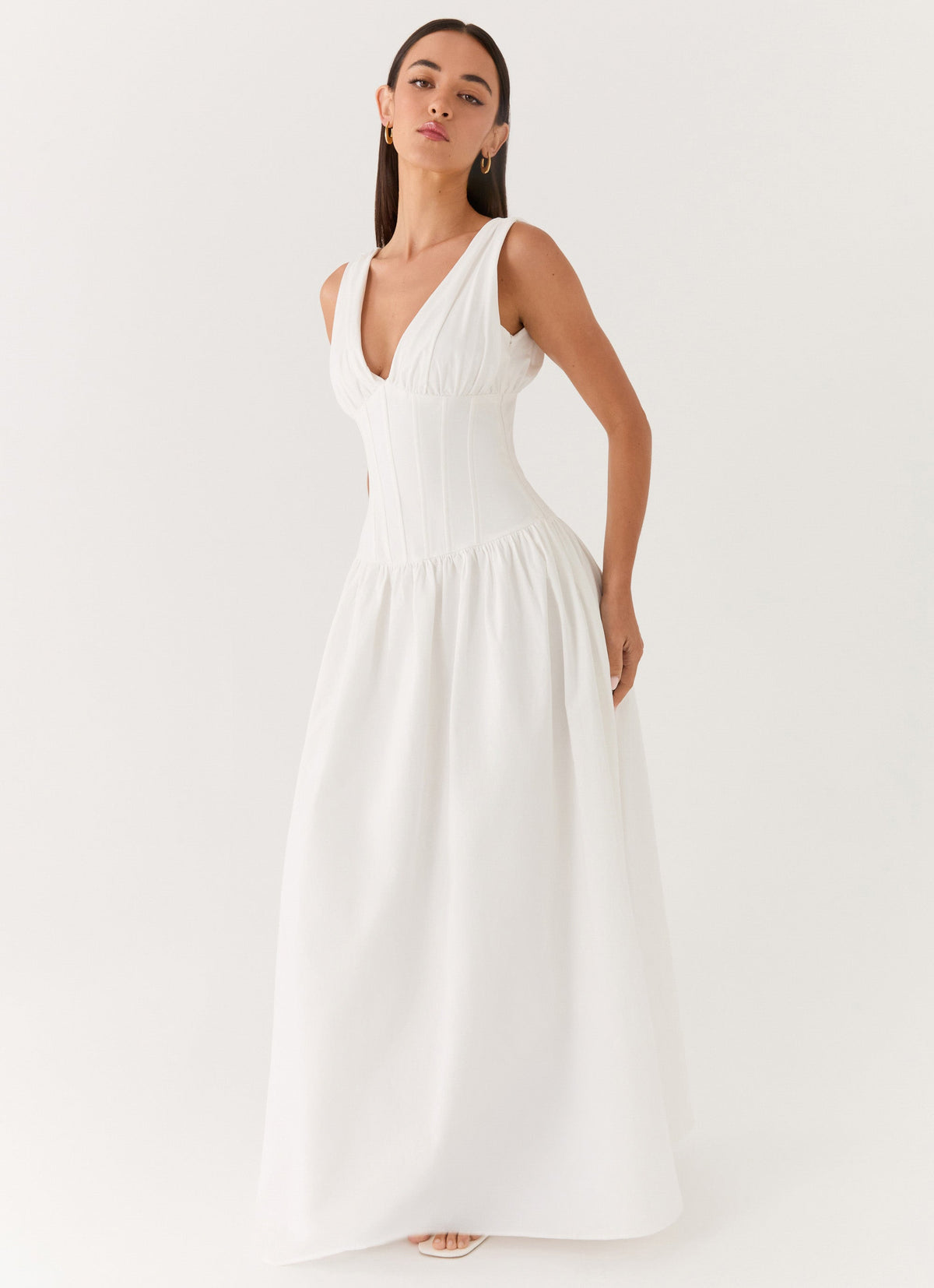 white dresses for teenager Classic Summers Strappy Tiered Maxi Dress - up back White Halter Maxi Dress |