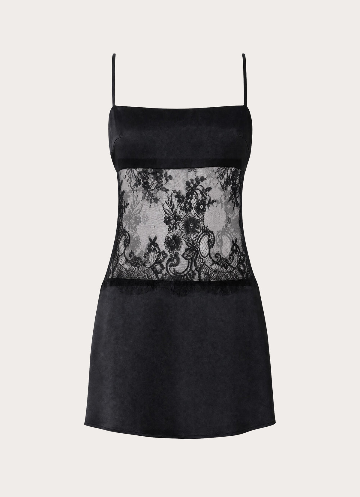 Eunia Lace Spliced Mini Dress - Black