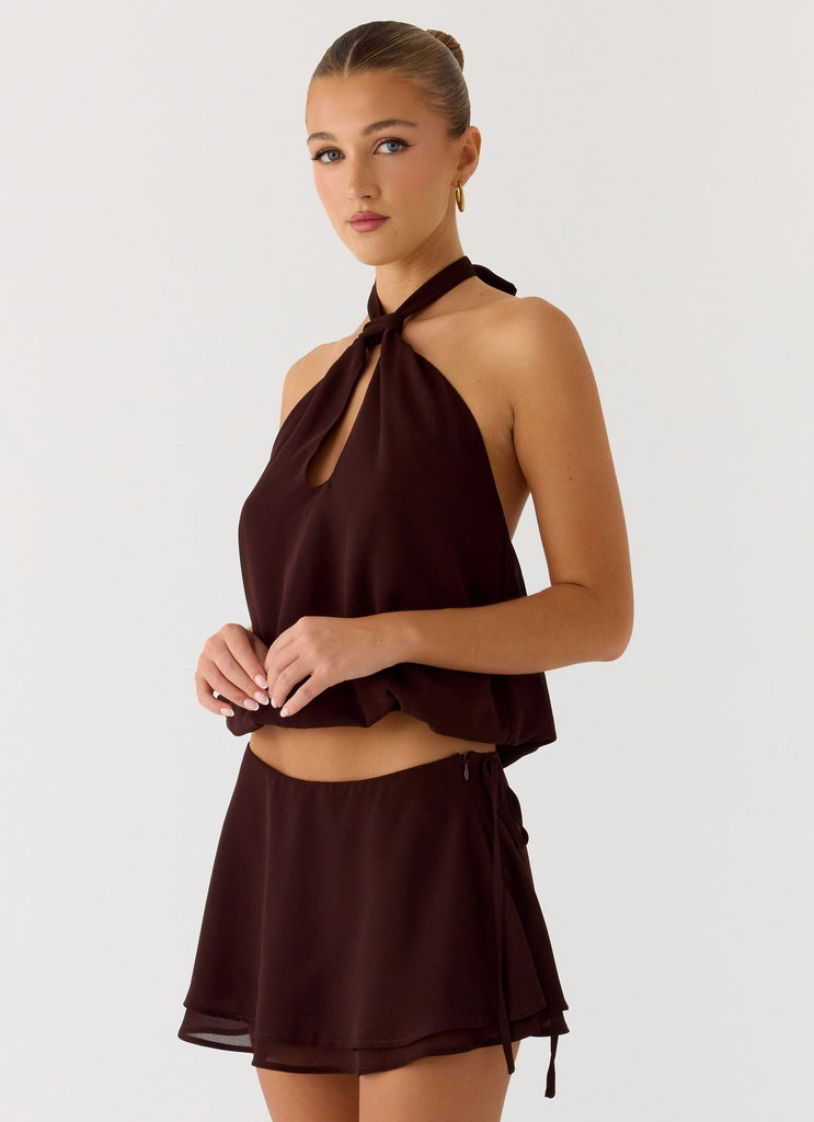 Everywhere I Go Mini Skirt - Chocolate