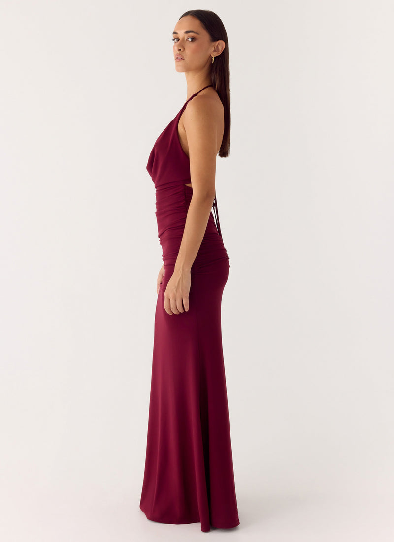 Eyes Closed Maxi Dress - Dark Cherry