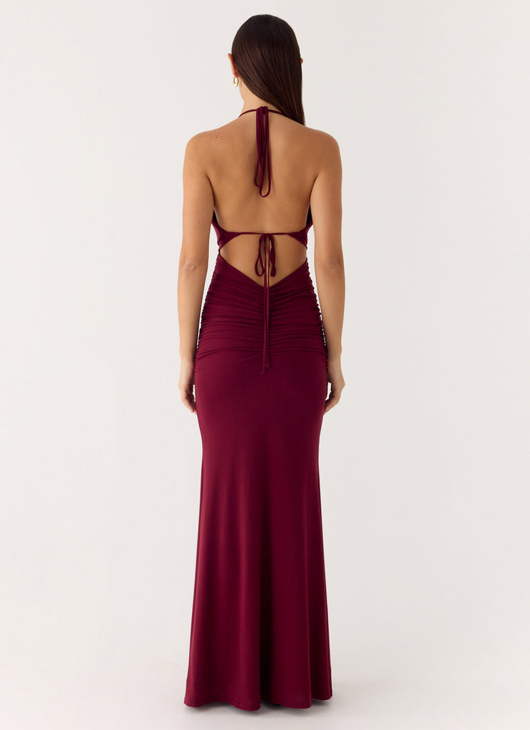 Eyes Closed Maxi Dress - Dark Cherry