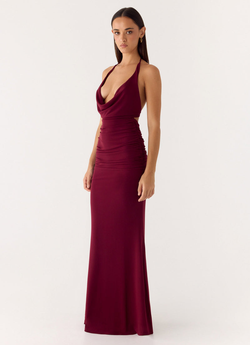 Eyes Closed Maxi Dress - Dark Cherry