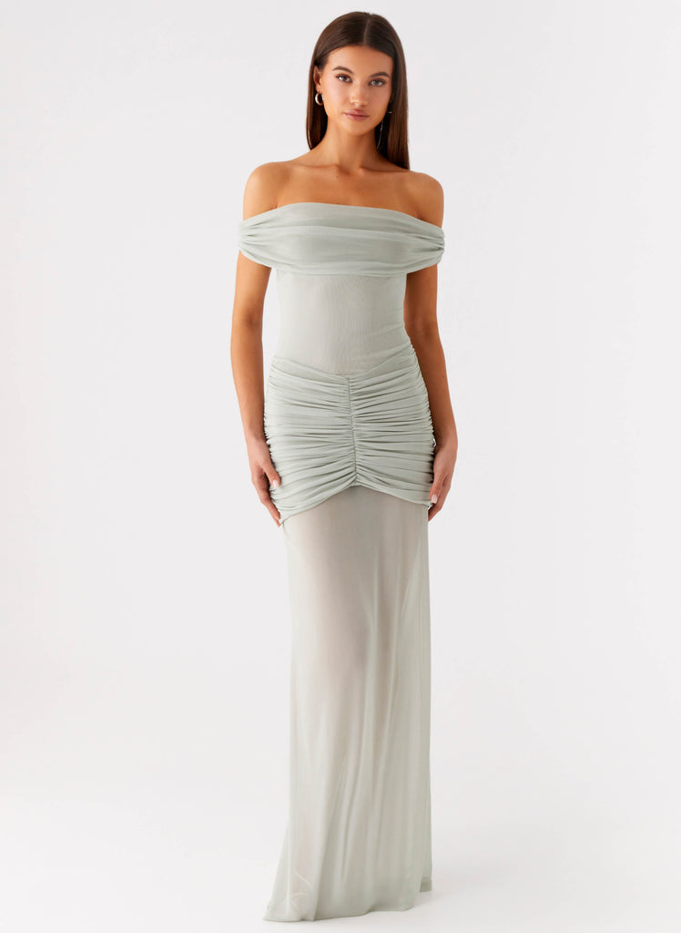 Eyllin Off Shoulder Maxi Dress - Sage Peppermayo US Eyllin Off Shoulder Maxi Dress - Sage Peppermayo US