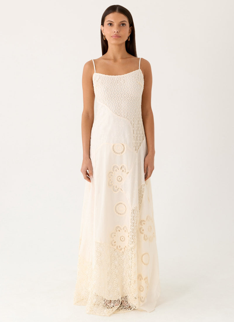 Fabienne Spliced Cotton Maxi Dress - Ivory