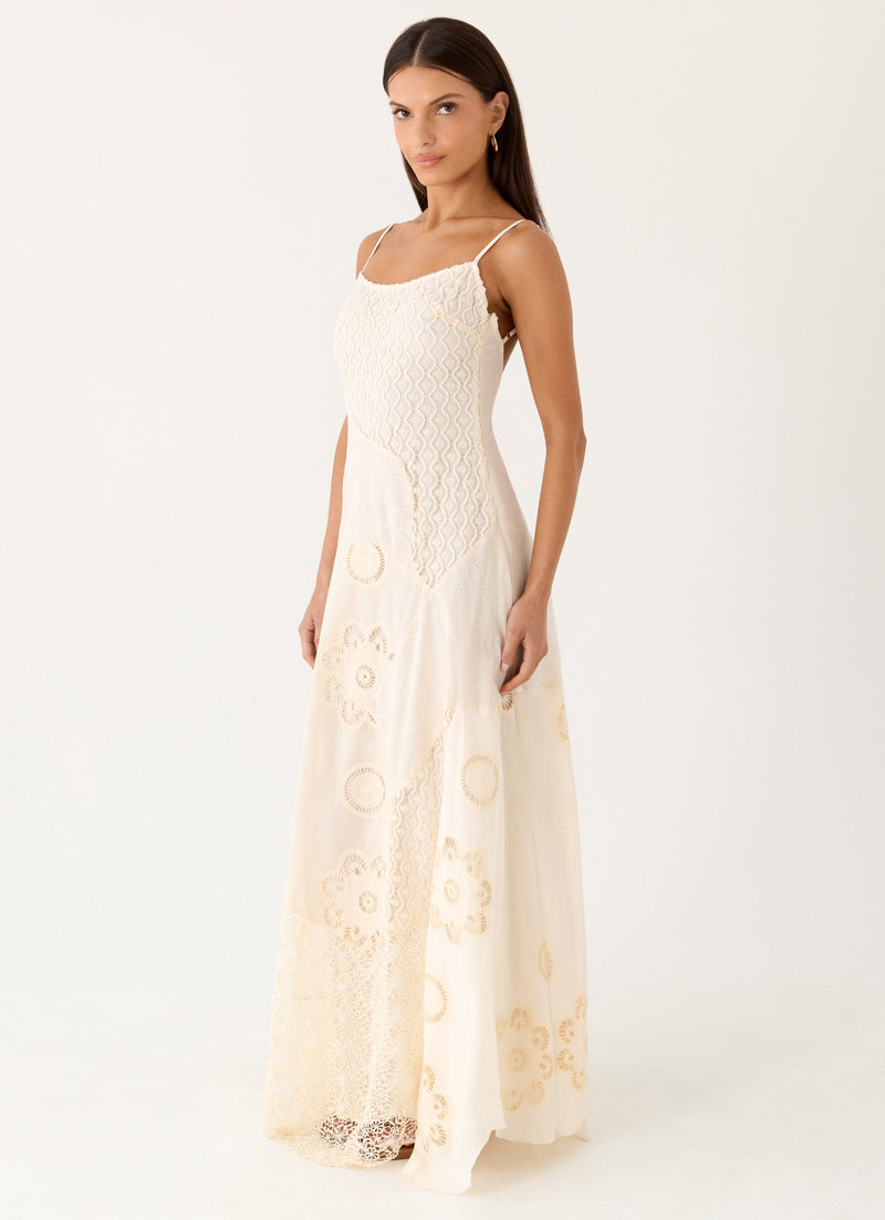 Fabienne Spliced Cotton Maxi Dress - Ivory
