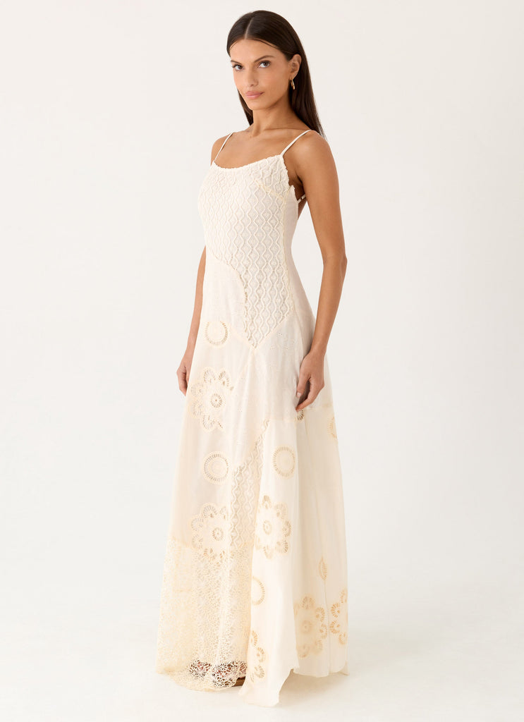 Fabienne Spliced Cotton Maxi Dress - Ivory