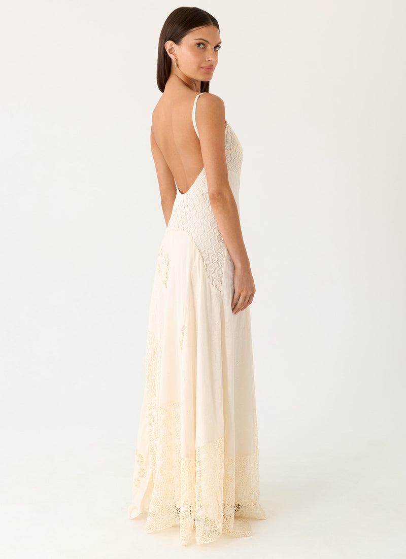 Fabienne Spliced Cotton Maxi Dress - Ivory