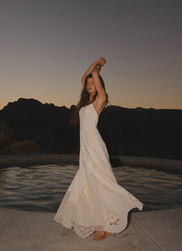 Fabienne Spliced Cotton Maxi Dress - Ivory