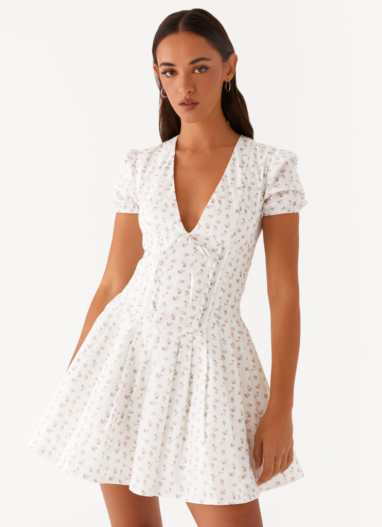 Falling Water Mini Dress - White Floral Peppermayo US Falling Water Mini Dress - White Floral Peppermayo US